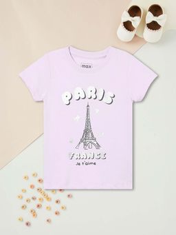 max - Girls Lavender Graphic Printed T-shirt