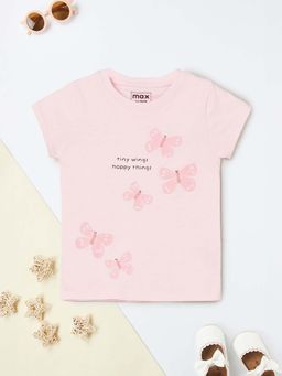 max - Girls Pink Printed T-shirt