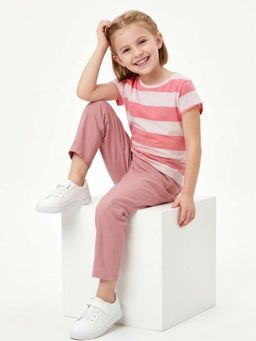 max - Girls Pink Striped T-shirt