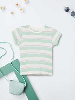 max - Girls Green Striped T-shirt