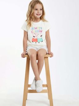 max - Girls Off White Peppa Pig Printed T-shirt
