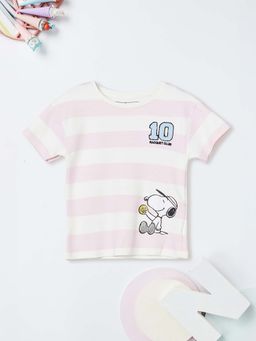 max - Girls Pink Spoopy Stripes Printed T-shirt