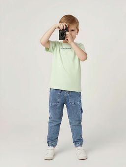max - Boys Green Typography Printed T-shirt