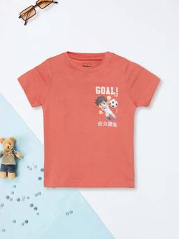 max - Boys Rust Graphic Printed T-shirt