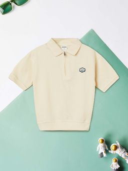max - Boys Beige Textured Polo T-shirt