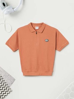 max - Boys Orange Textured Polo T-shirt