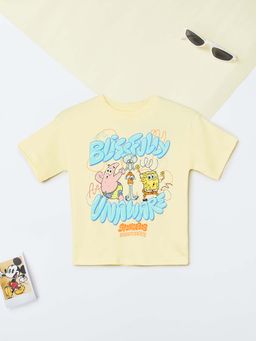 max - Boys Yellow Sponge Bob Graphic Printed T-shirt