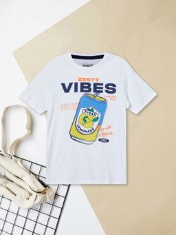 max - Boys White Graphic Printed T-shirt
