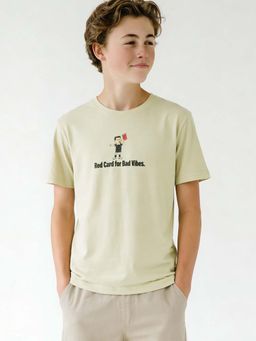 max - Boys Beige Graphic Printed T-shirt