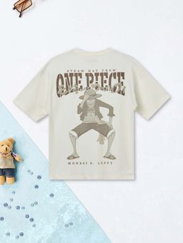 max - Boys Off White One Piece Graphic Printed Oversized T-shirt