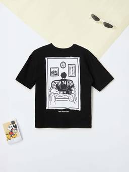max - Boys Black Graphic Printed T-shirt