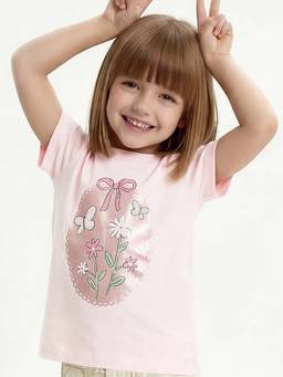 max - Girls Pink Floral Printed T-shirt