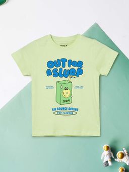 max - Boys Green Graphic Printed T-shirt