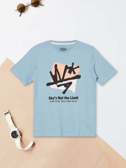 max - Boys Blue Graphic Printed T-shirt