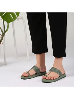 Kenneth Cole - Women One Toe Flat Green Kolhapuris