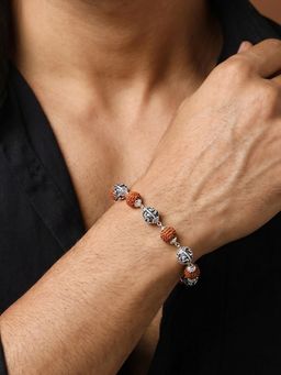 GIVA - Silver Oxidised Silver Cosmic Rudraksha Adjustable Bracelet for Him