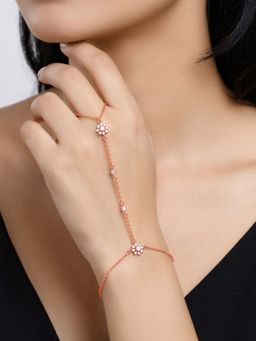 GIVA - Silver Rose Gold Lowkey Floral Adjustable Haathphool