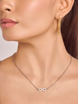 ELRA - Rhodium Plated Infinity Necklace Stainless Steel Waterproof and Anti-Tarnish