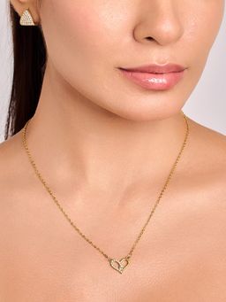 ELRA - 18K Gold Plated Twilight Heart Necklace Stainless Steel Waterproof and Anti-Tarnish