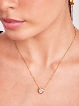 ELRA - 18K Gold Plated Bezel Necklace Stainless Steel Waterproof and Anti-Tarnish