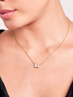 ELRA - 18K Gold Plated Crystal Bond Necklace Stainless Steel Waterproof and Anti-Tarnish