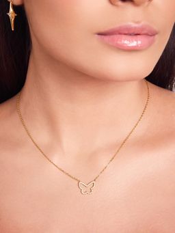 ELRA - 18K Gold Plated Butterfly Necklace Stainless Steel Waterproof and Anti-Tarnish