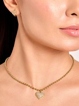 ELRA - 18K Gold Plated Crystal Heart Necklace Stainless Steel Waterproof and Anti-Tarnish