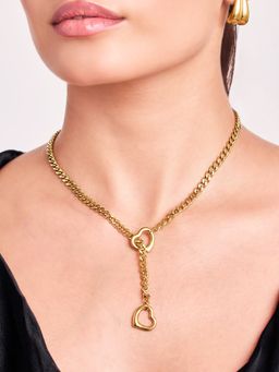 ELRA - 18K Gold Plated Twin Hearts Necklace Stainless Steel Waterproof and Anti-Tarnish