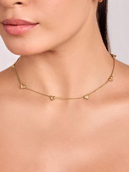 ELRA - 18K Gold Plated Heart Link Necklace Stainless Steel Waterproof and Anti-Tarnish