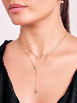 ELRA - 18K Gold Plated Crystal Drop Necklace Stainless Steel Waterproof and Anti-Tarnish