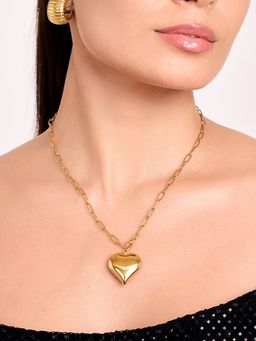ELRA - 18K Gold Plated Heart Necklace Stainless Steel Waterproof and Anti-Tarnish
