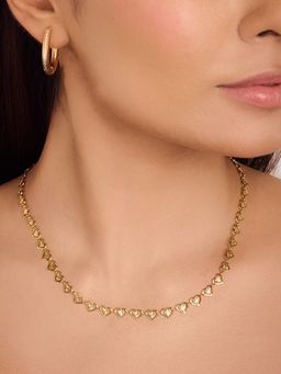 ELRA - 18K Gold Plated Heart Link Necklace Stainless Steel Waterproof and Anti-Tarnish