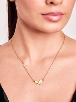 ELRA - 18K Gold Plated Flutter Necklace Stainless Steel Waterproof and Anti-Tarnish