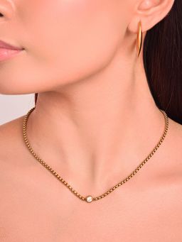 ELRA - 18K Gold Plated Box Chain Necklace Stainless Steel Waterproof and Anti-Tarnish
