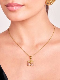 ELRA - 18K Gold Plated Cherry Bloom Necklace Stainless Steel Waterproof and Anti-Tarnish