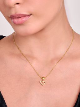 ELRA - 18K Gold Plated Halo Heart Necklace Stainless Steel Waterproof and Anti-Tarnish