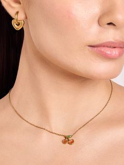 ELRA - 18K Gold Plated Crimson Charm Necklace Stainless Steel Waterproof and Anti-Tarnish