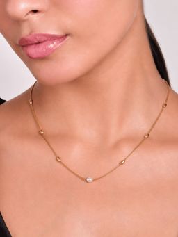 ELRA - 18K Gold Plated Pearl Drift Necklace Stainless Steel Waterproof and Anti-Tarnish