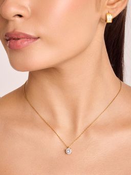 ELRA - 18K Gold Plated Solitaire Necklace Stainless Steel Waterproof and Anti-Tarnish