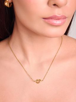 ELRA - 18K Gold Plated Gold Knot Necklace Stainless Steel Waterproof and Anti-Tarnish