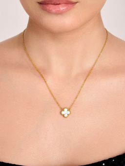 ELRA - 18K Gold Plated Clover Necklace Stainless Steel Waterproof and Anti-Tarnish