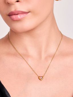 ELRA - 18K Gold Plated Blush Heart Necklace Stainless Steel Waterproof and Anti-Tarnish