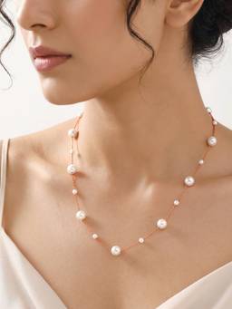 GIVA - Silver Rose Gold Clark Pearl Necklace