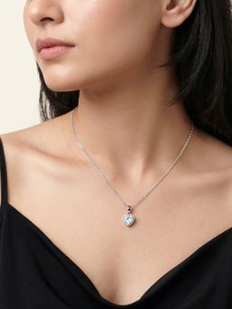 GIVA - Silver Rose Gold Love Heart Pendant with Link Chain