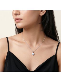 GIVA - Silver Fancy Heart Pendant with Link Chain