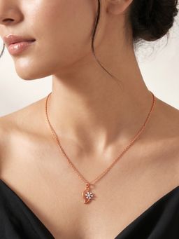 GIVA - Silver Rose Gold Snowflakes Pendant with Link Chain