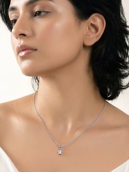 GIVA - Silver Starlit Gleam Pendant with Link Chain