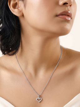 GIVA - Silver Eternal Heart Pendant with Link Chain