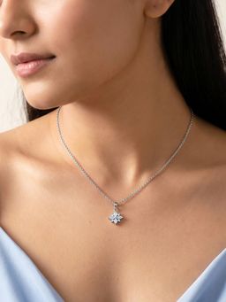 GIVA - Silver Celeste Floral Pendant with Link Chain