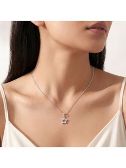 GIVA - Silver Twinkle Star Pendant with Link Chain